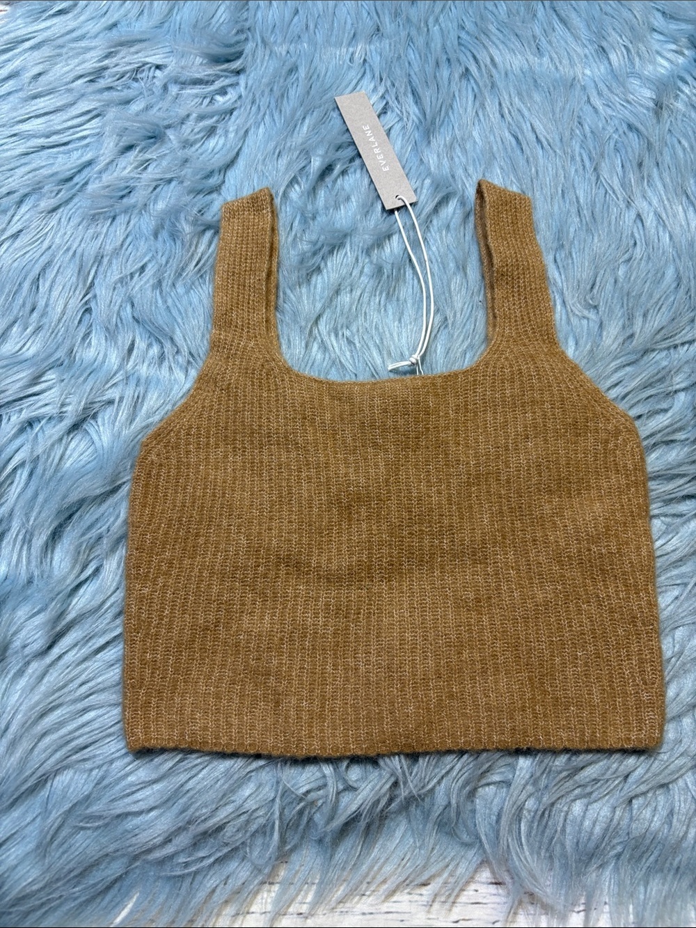NWT Everlane Wool Blend Ribbed Crop Carmel Tank sz XXS